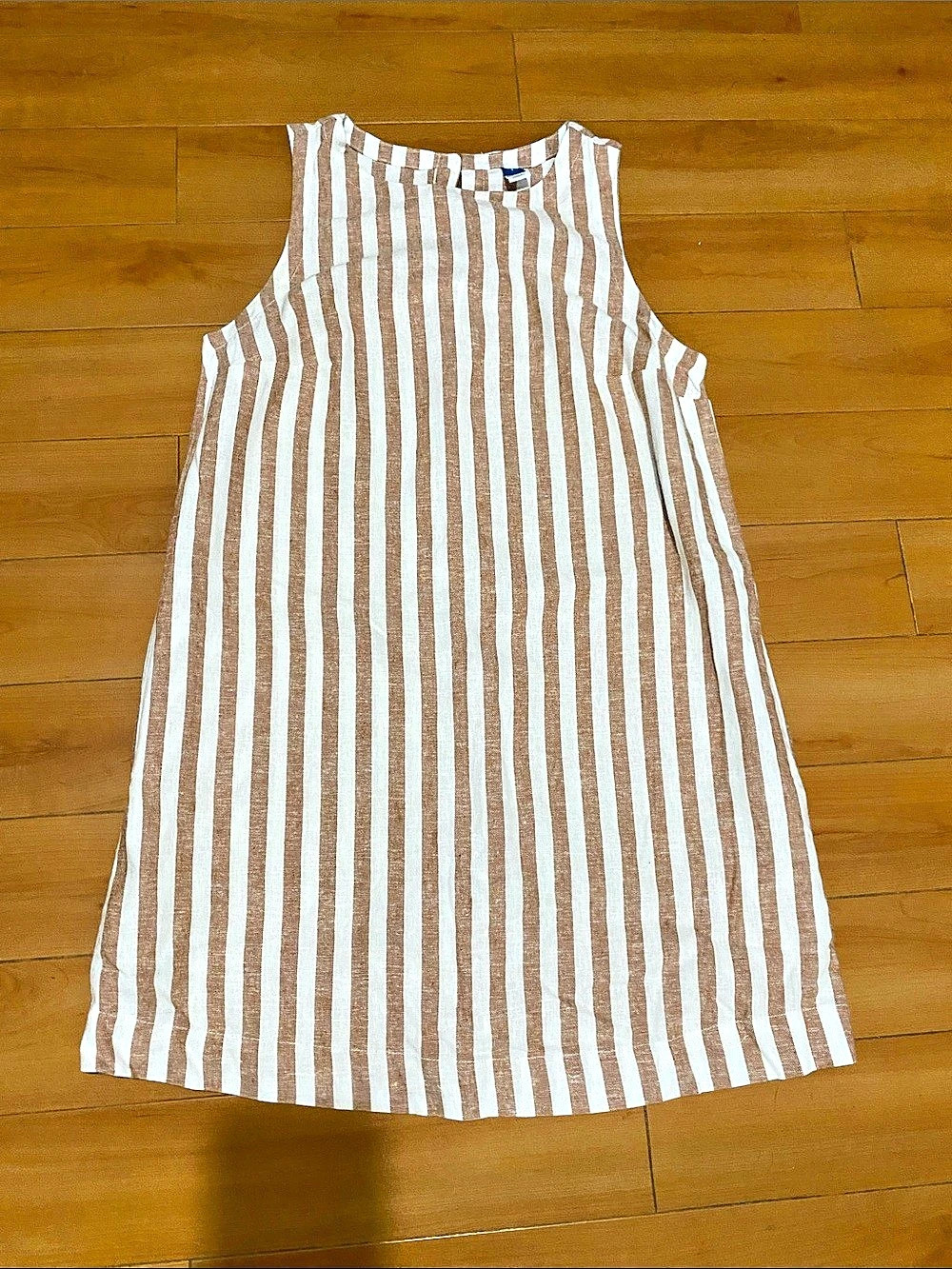 Old Navy Linen-Blend Mini Shift Dress Brown & White Small